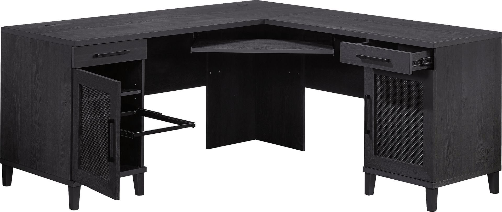Drogheda Black L-Desk - Image 1