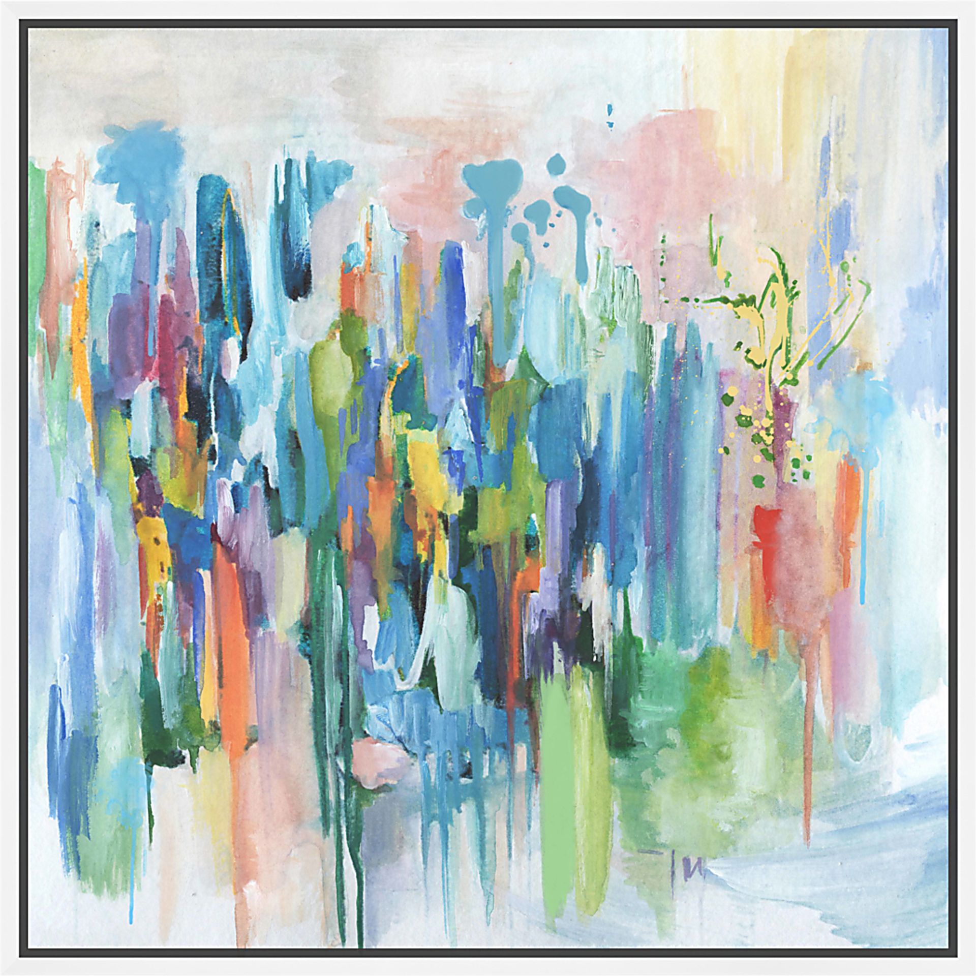 Drops Of Colorful Rain Blue Artwork - Image 1