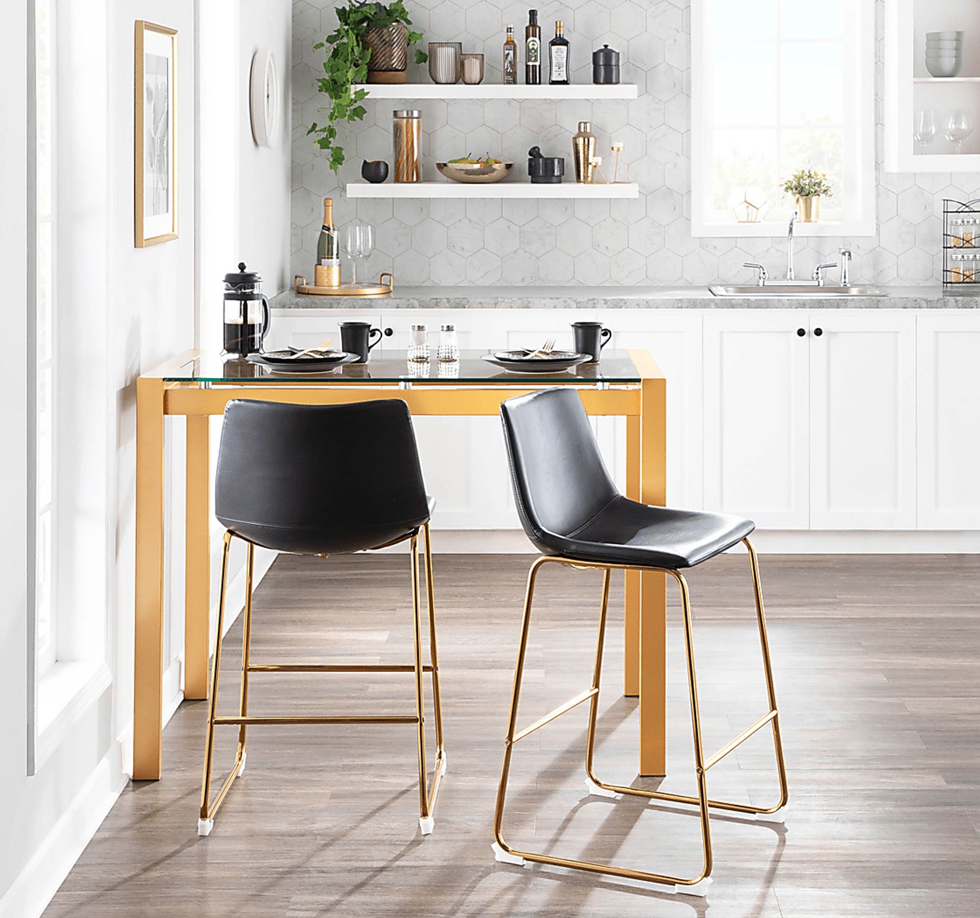 Dryades Black Counter Height Stool, Set of 2 - Image 9
