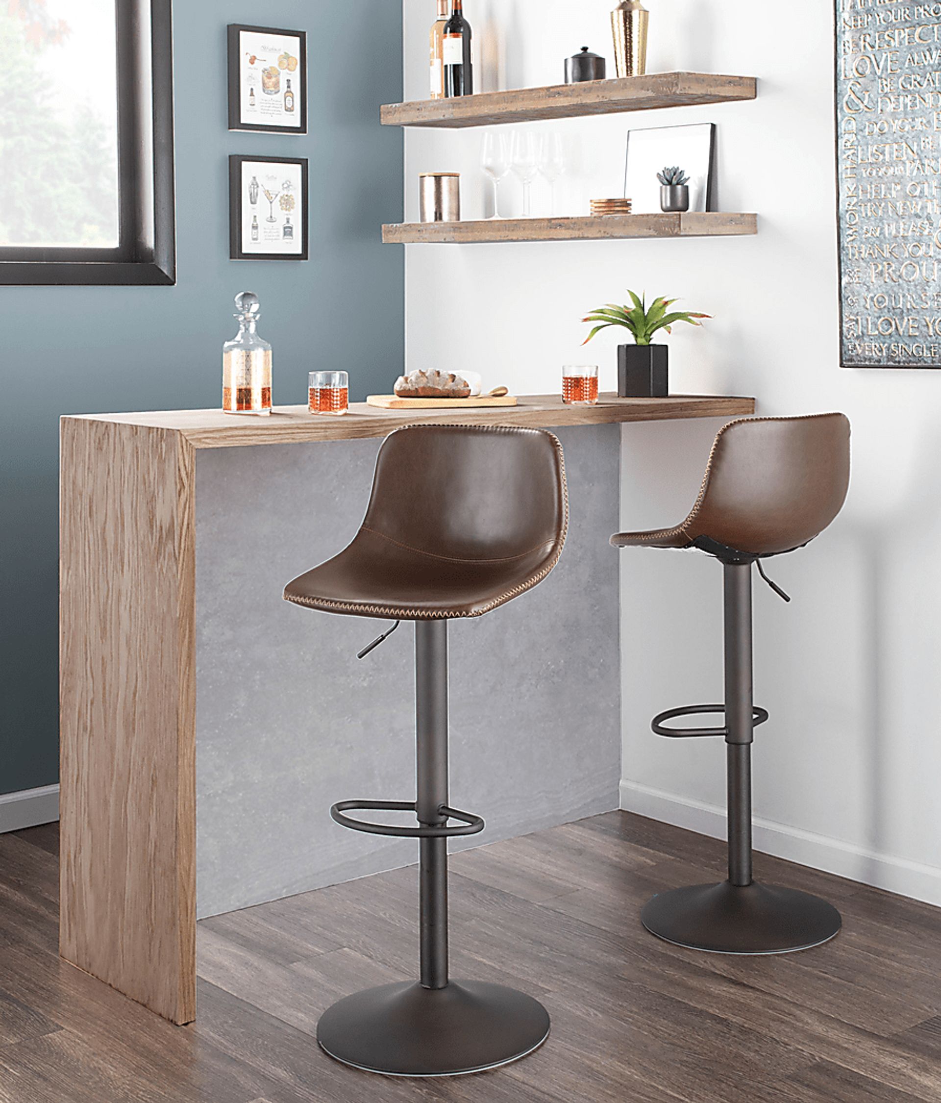 Dryades Brown Adjustable Barstool, Set of 2 - Image 11