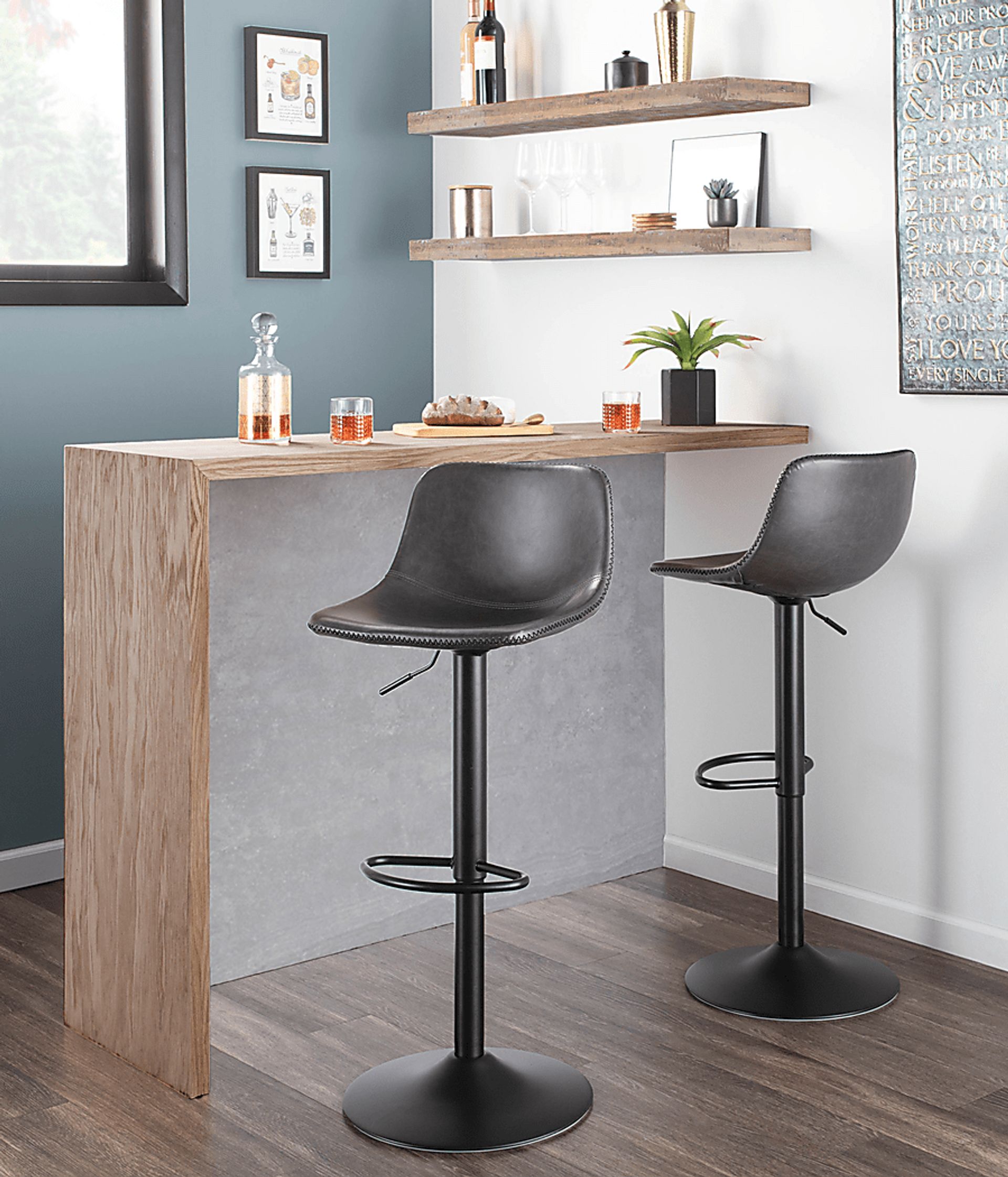 Dryades Gray Adjustable Barstool, Set of 2 - Image 12