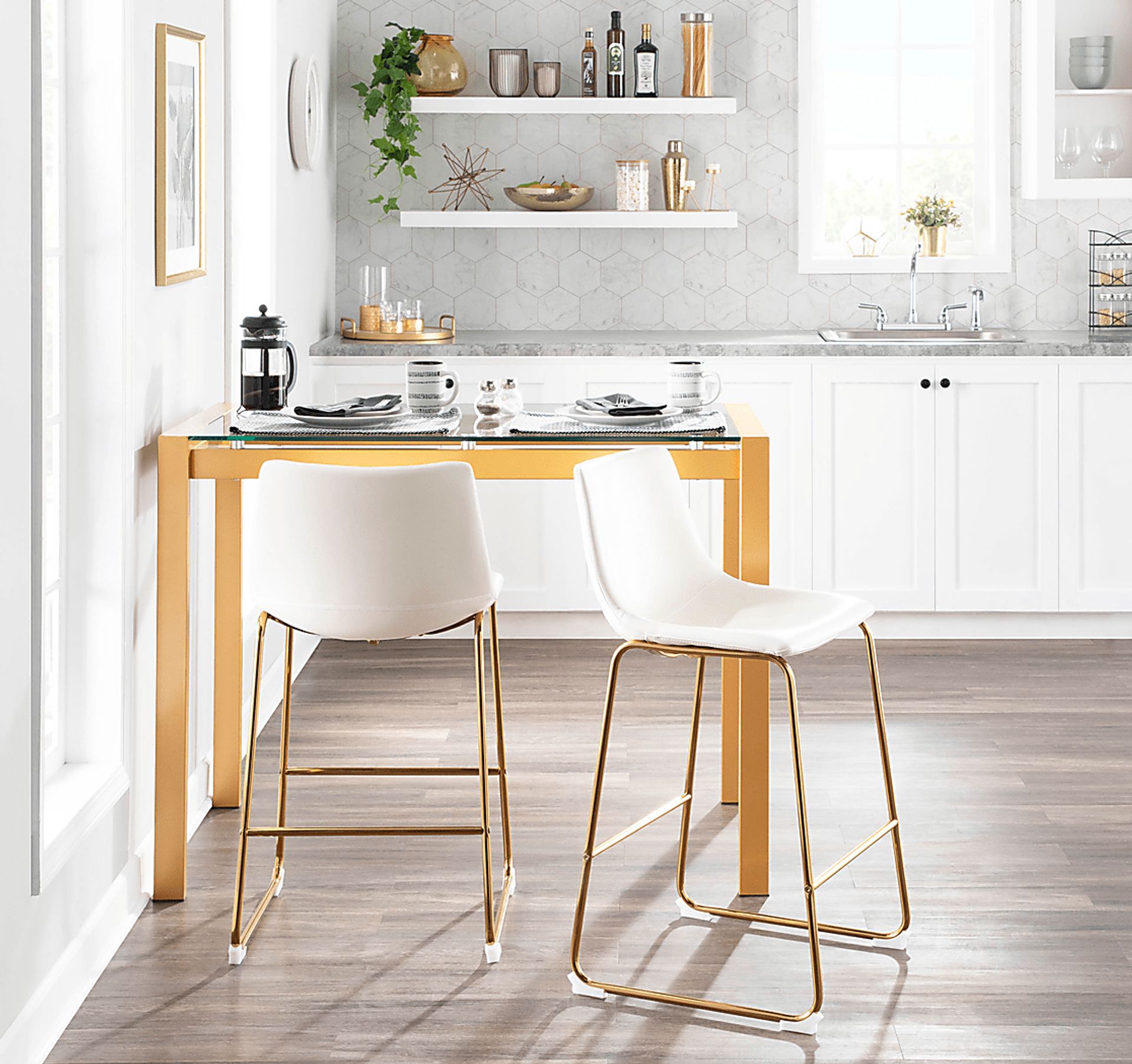 Dryades White Counter Height Stool, Set of 2 - Image 9