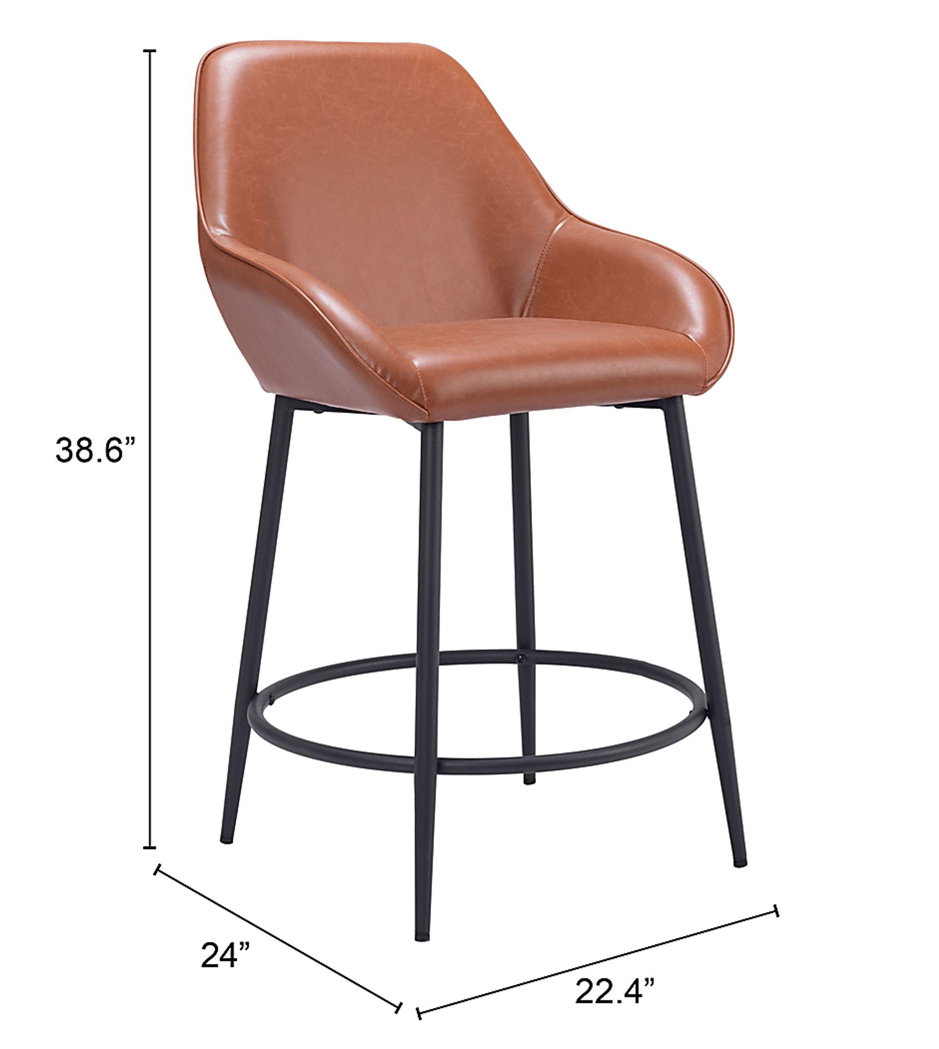 Dubellette Brown Counter Height Stool, Set of 2 - Image 9