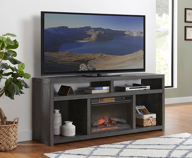 Dubuque Gray 70 in. Console with Electric Fireplace - Thumbnail - Image 4