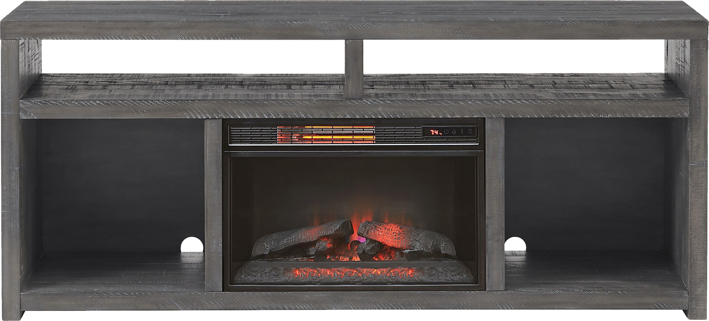 Dubuque Gray 70 in. Console with Electric Fireplace Rooms To Go