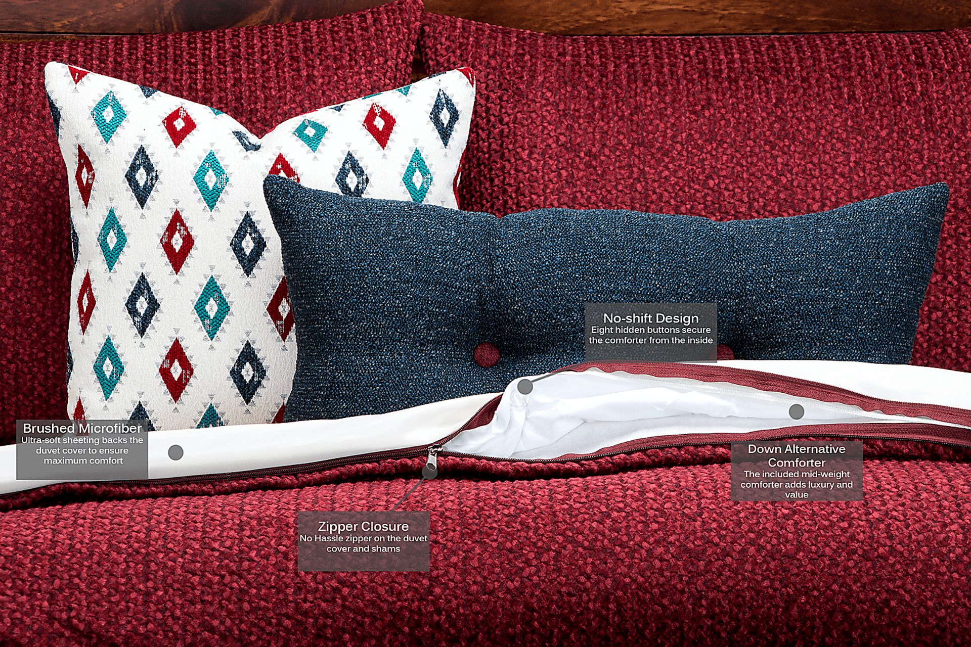 Duff Bridge Red 11 Pc Queen Duvet - Image 2