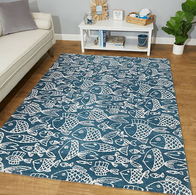 Dulaine Blue 5'3 x 7' Rug - Thumbnail - Image 2