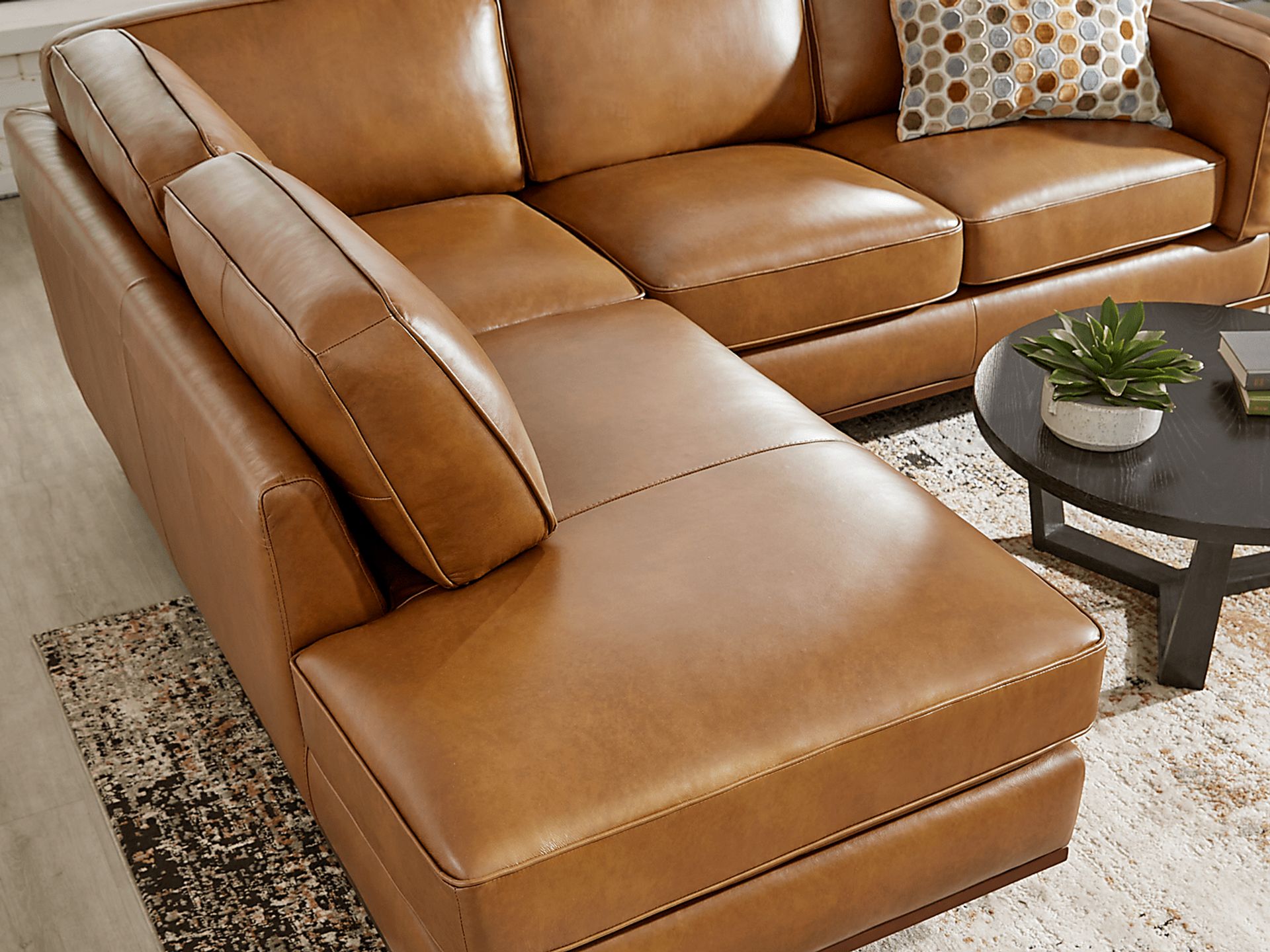 Duluth Caramel Leather 2 Pc Sectional - Image 3