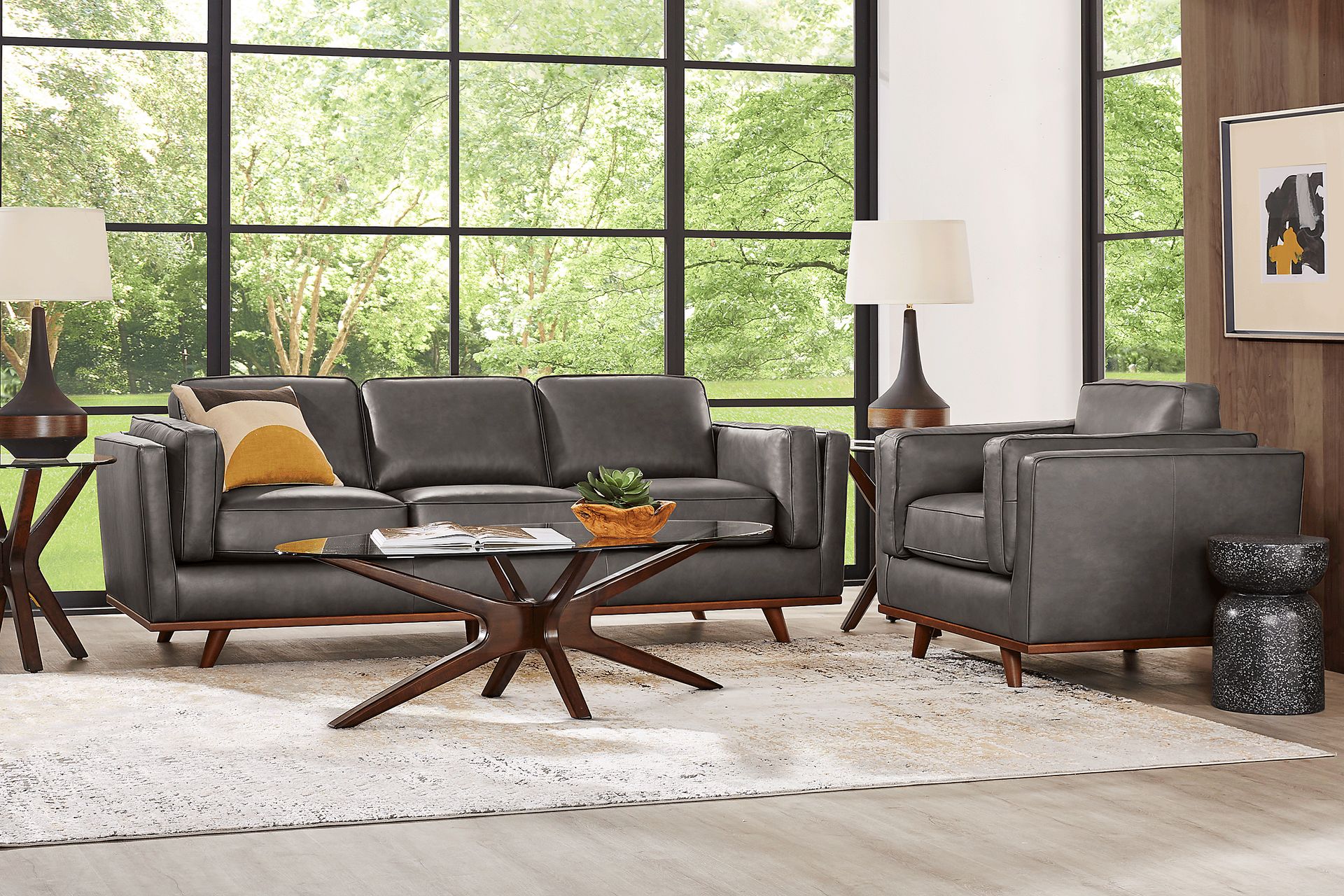 Duluth Gray Leather 7 Pc Living Room - Image 1