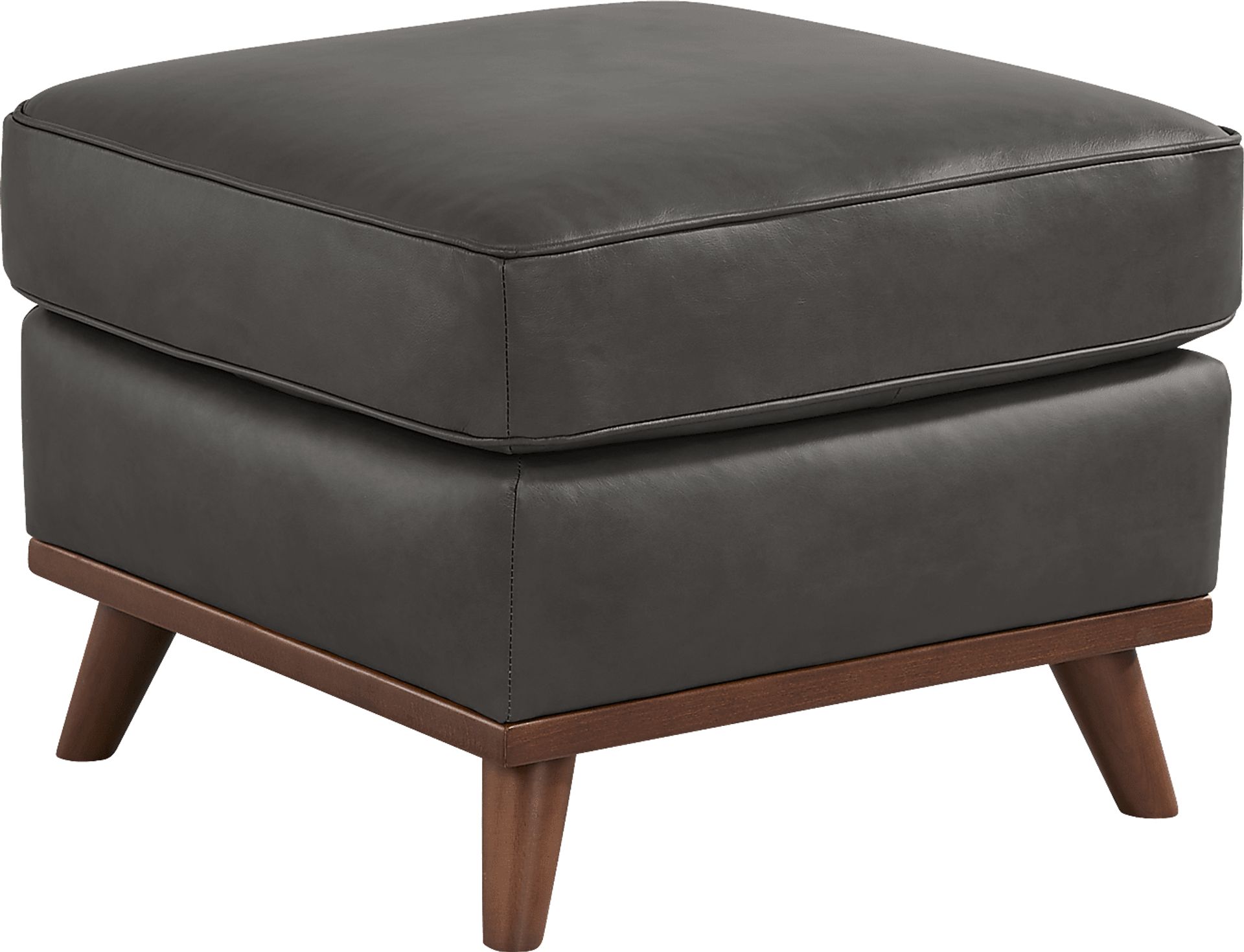 Duluth Gray Leather Ottoman - Image 2