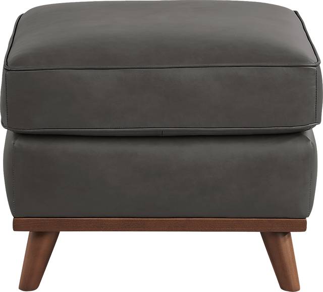 Duluth Gray Leather Ottoman - Thumbnail - Image 1