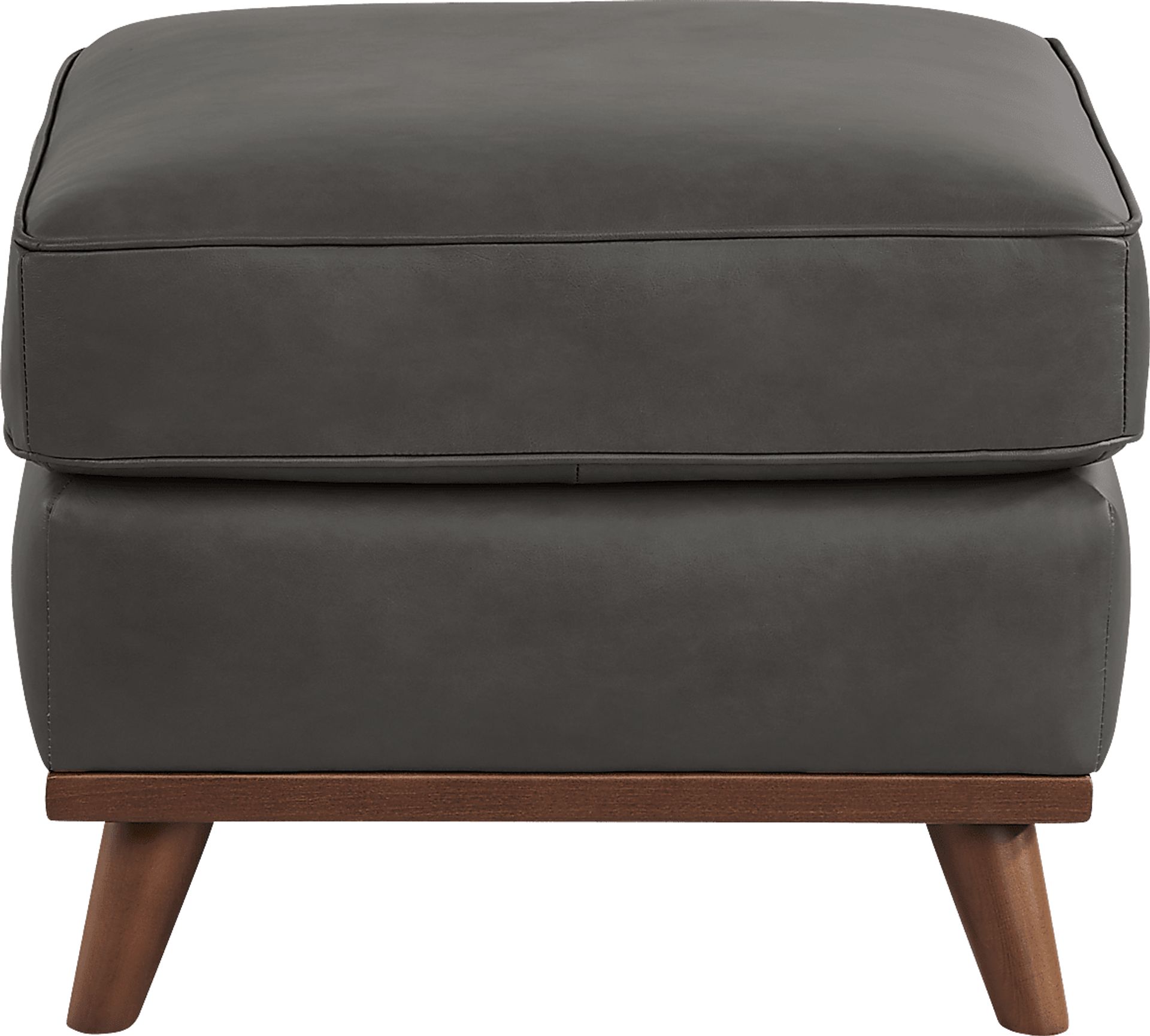 Duluth Gray Leather Ottoman - Image 1