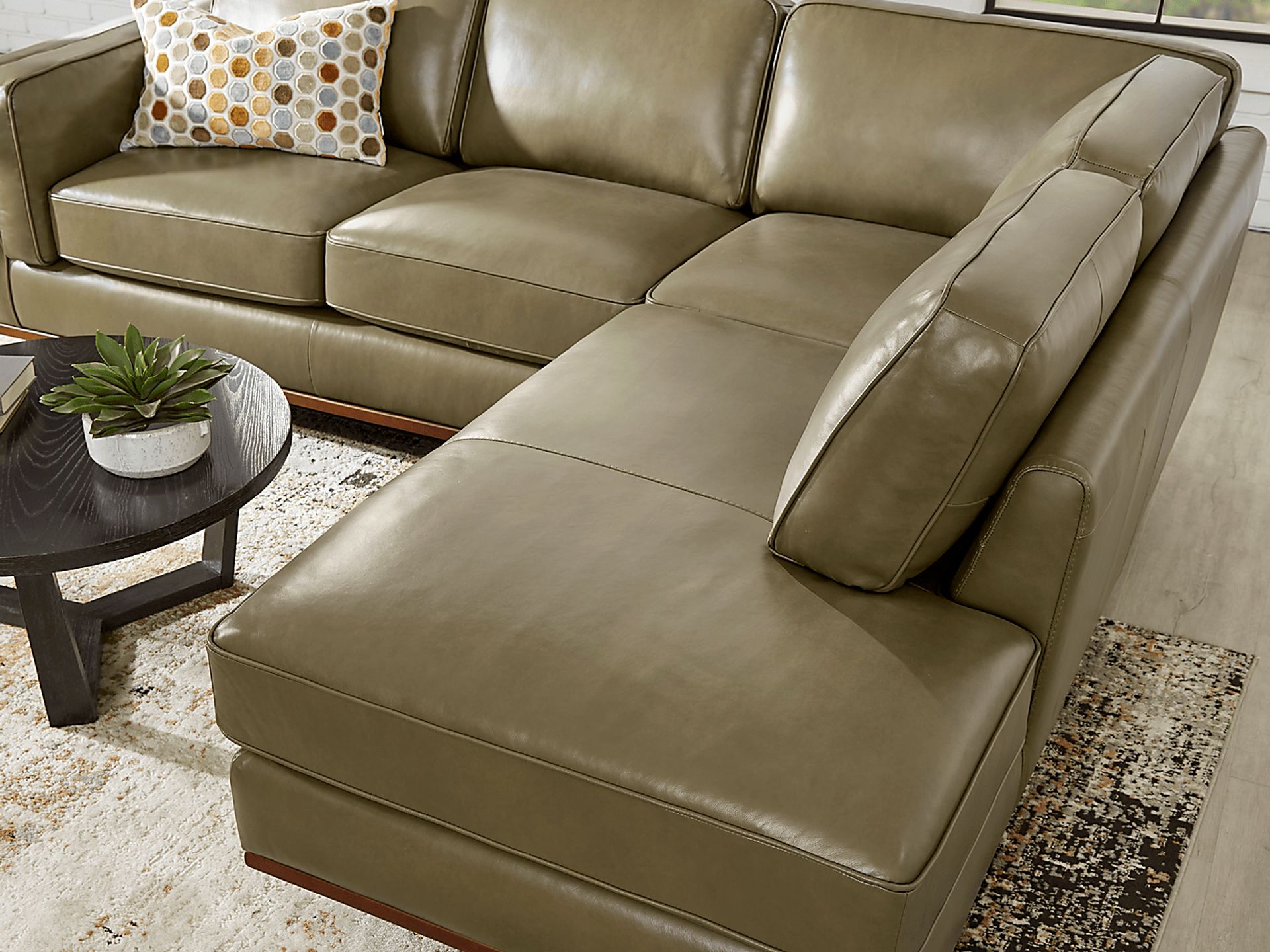 Duluth Olive Leather 2 Pc Sectional - Image 3