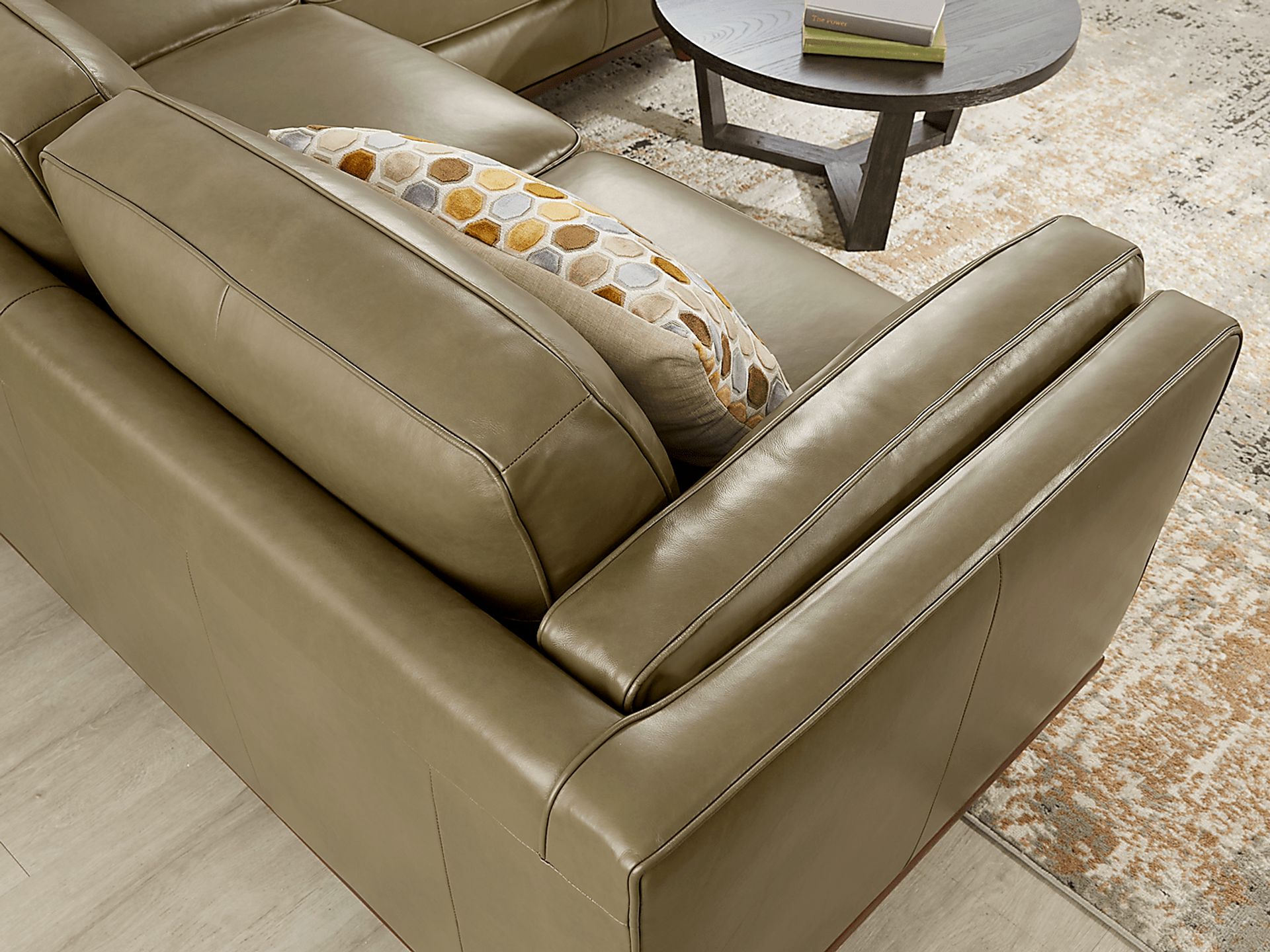 Duluth Olive Leather 2 Pc Sectional - Image 5