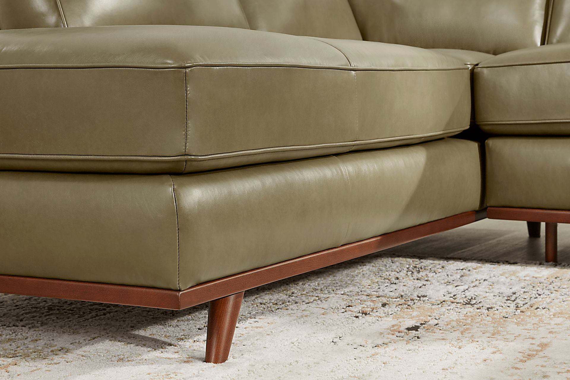 Duluth Olive Leather 2 Pc Sectional - Image 4