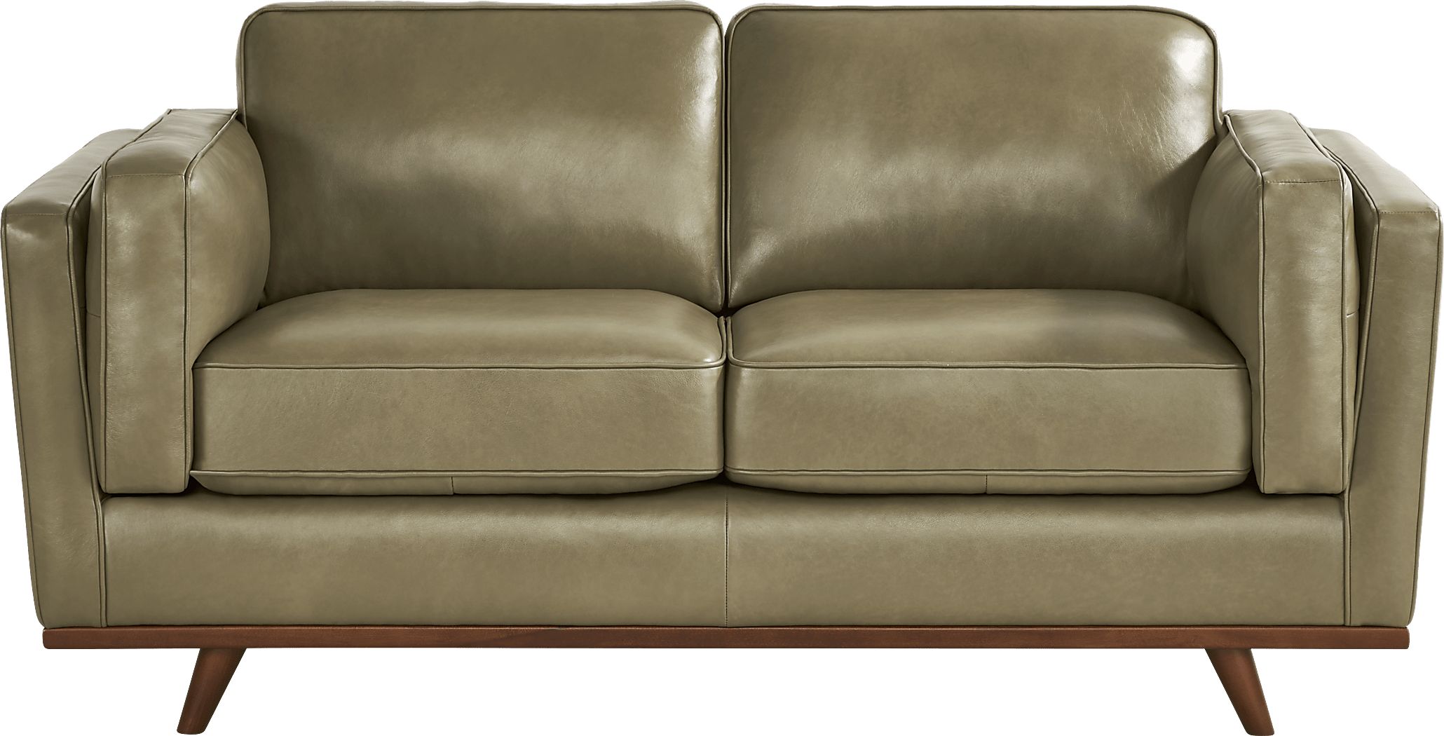 Duluth Olive Leather Loveseat