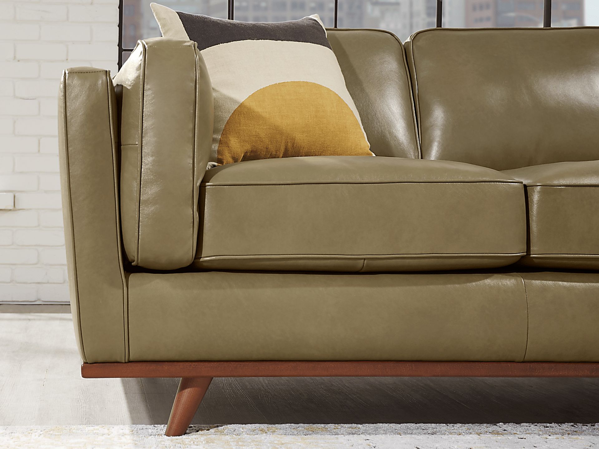 Duluth Olive Leather 3 Pc Living Room - Image 3