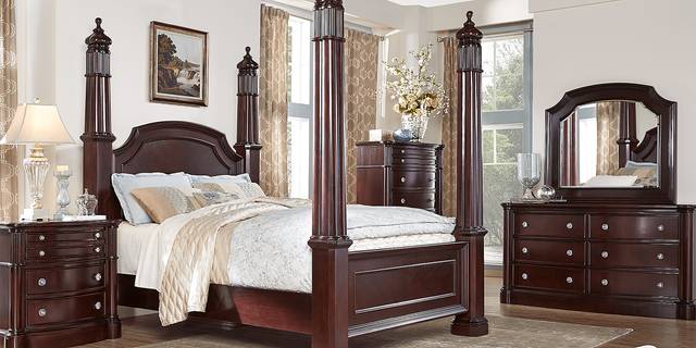 Dumont Cherry 5 Pc King High Poster Bedroom - Thumbnail - Image 1