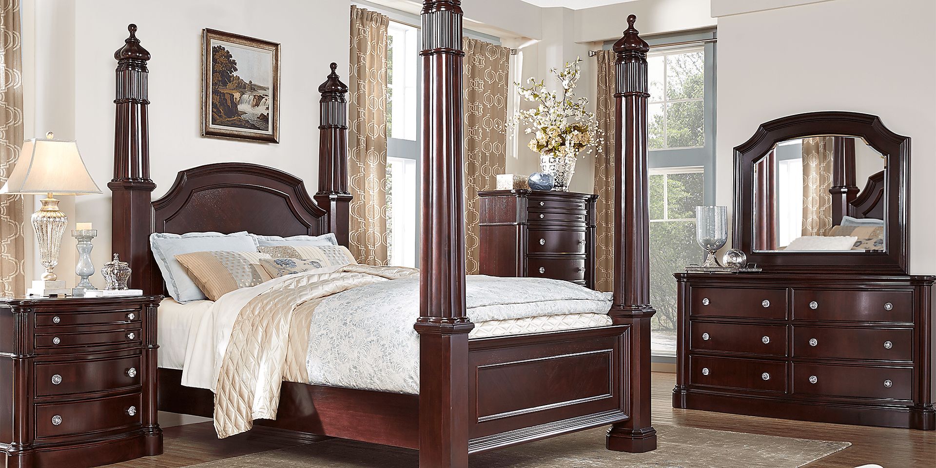 Dumont Cherry 5 Pc King High Poster Bedroom - Image 1