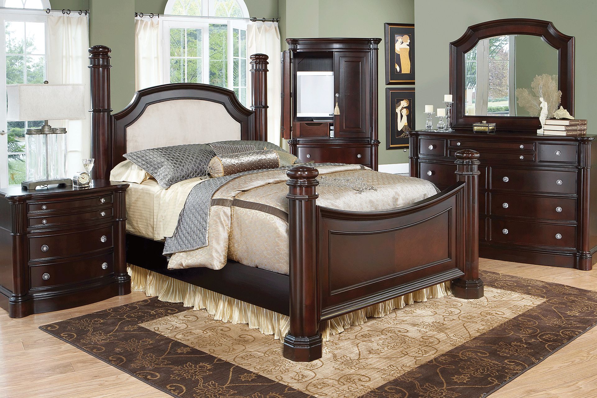 Dumont Cherry 7 Pc Queen Low Poster Bedroom - Image 1