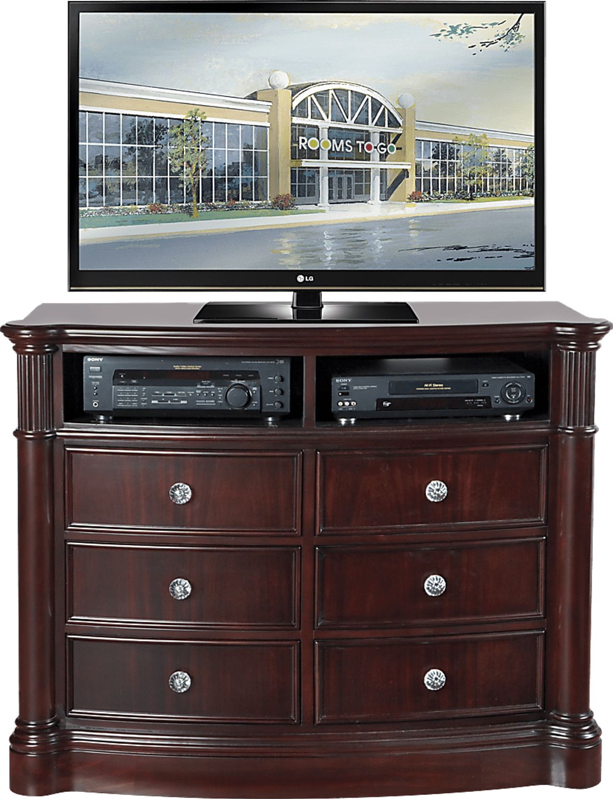 Dumont Dark Cherry Wood Media Chest Rooms to Go