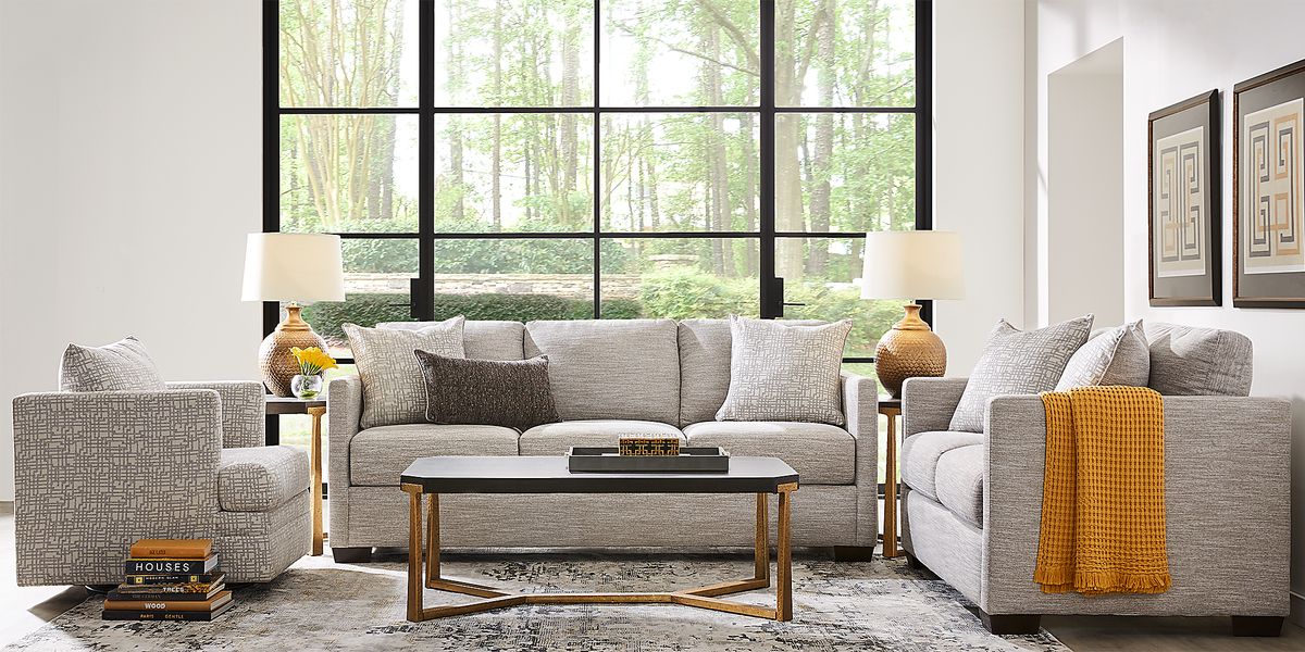 Dumont Place 8 Pc Light Gray Woven Living Room Set Rooms To Go