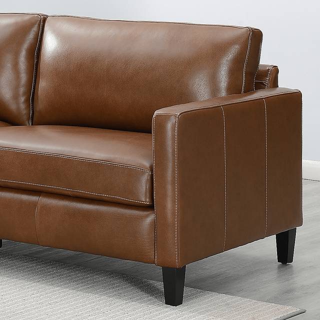 Duncan Brown Leather Sofa - Thumbnail - Image 4