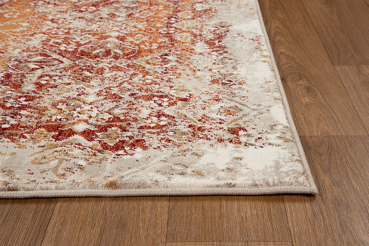 Dunnora Ivory,Rust Beige,Red Rugs | Rooms to Go