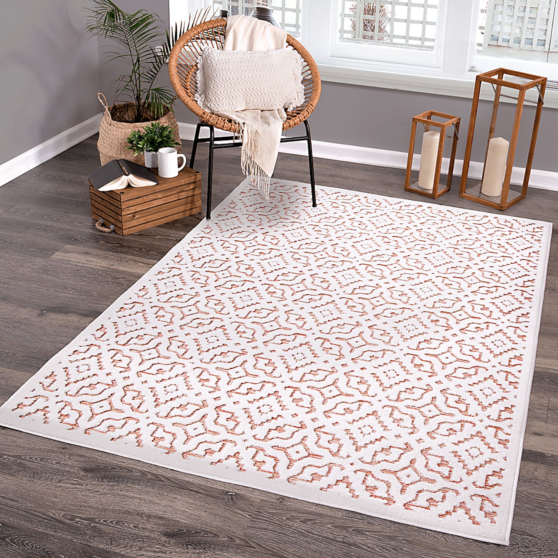 Dunnugan White/Red 5'2 x 7'6 Rug - Image 8