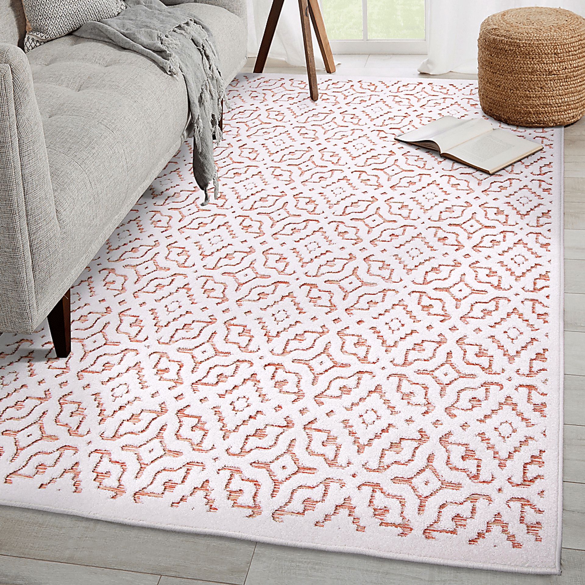 Dunnugan White/Red 5'2 x 7'6 Rug - Image 11