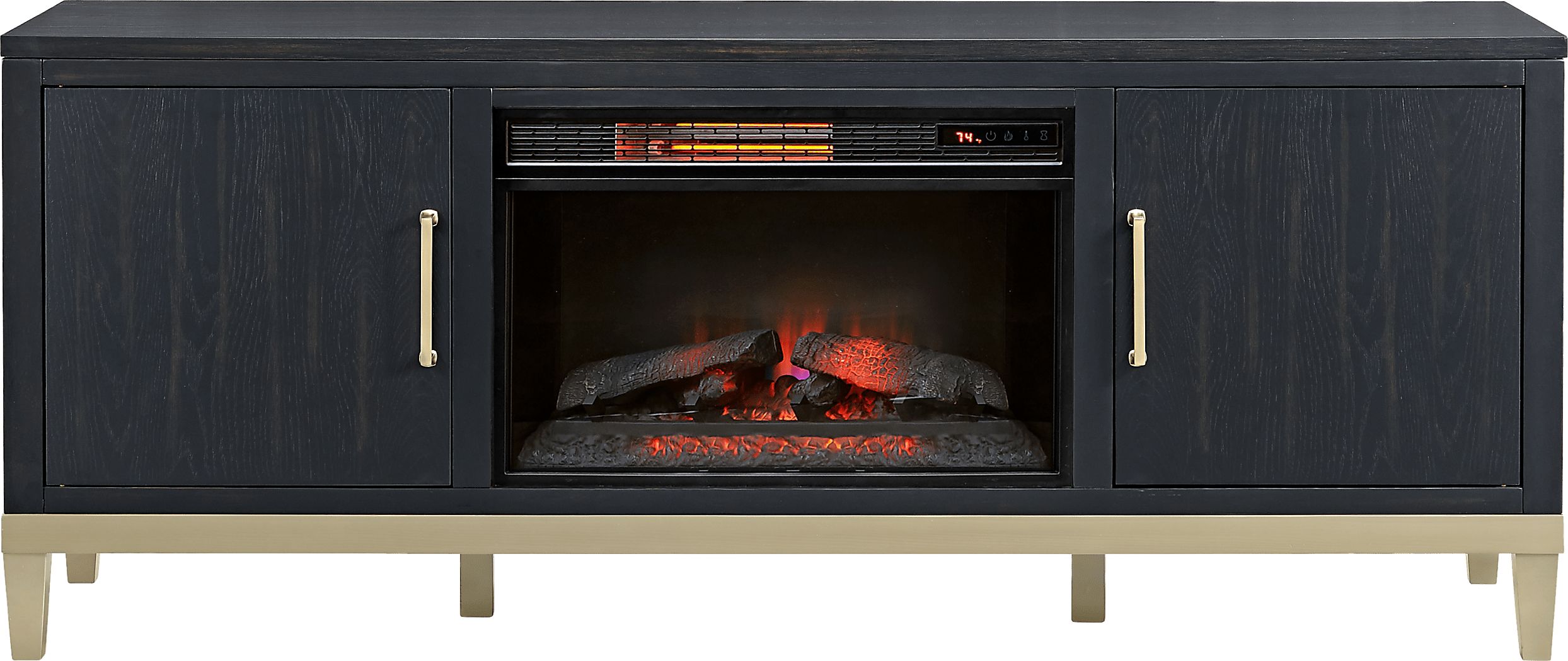 Dunuggan Black 70 in. Console with Electric Fireplace Rooms To Go