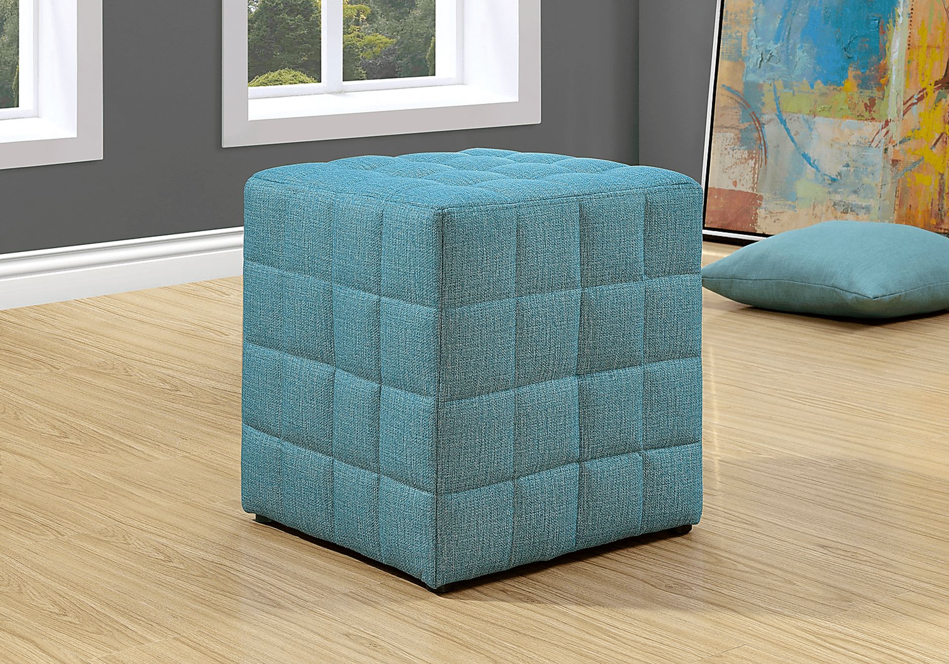Durrett Blue Ottoman - Image 2