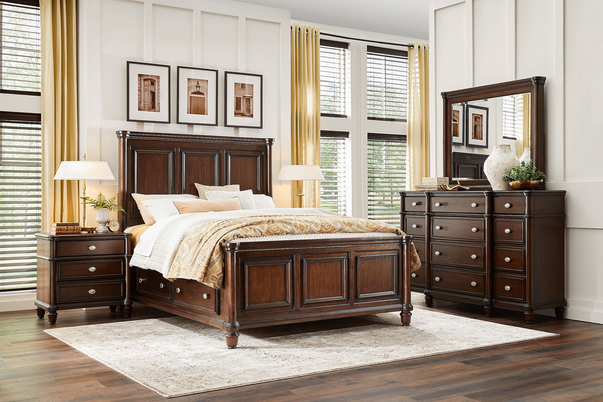 Durrington Brown Cherry 7 Pc Queen Storage Bedroom - Image 1