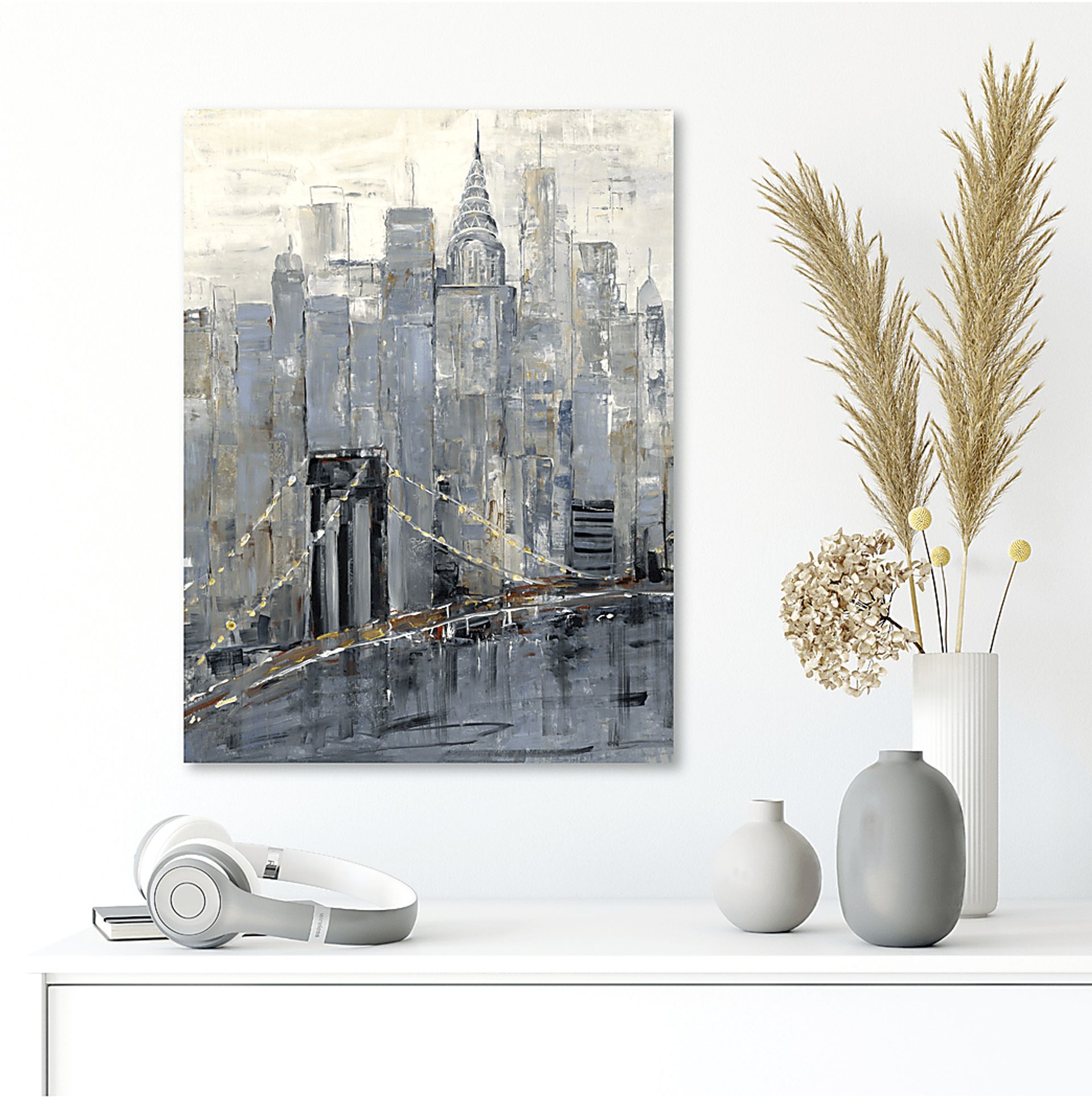 Dusk Skyline Gray Canvas Artwork - Image 2