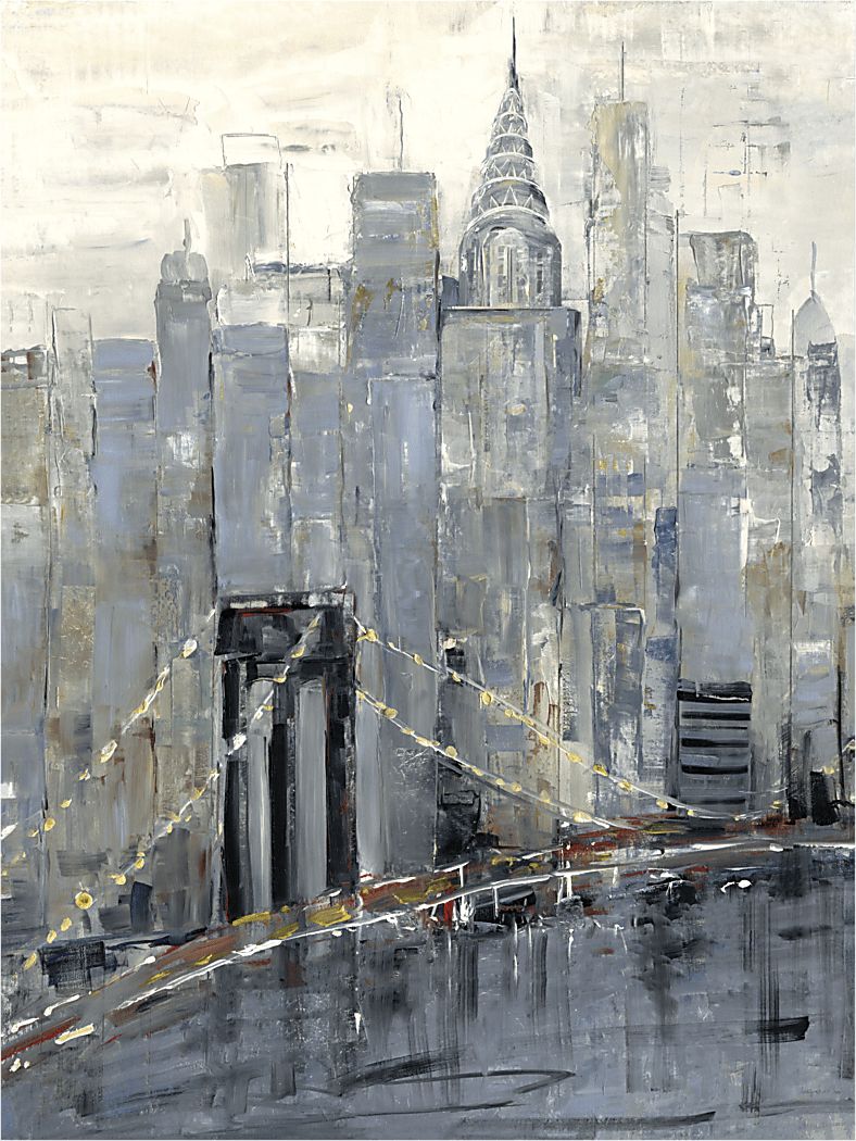 Dusk Skyline Gray Canvas Artwork