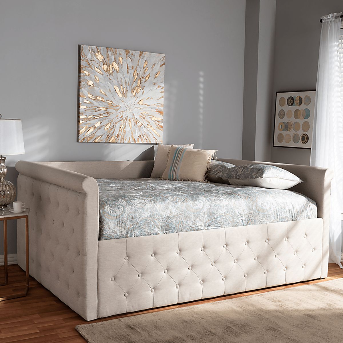 Dyett Beige Colors,Light Wood,White Queen Daybed | Rooms to Go