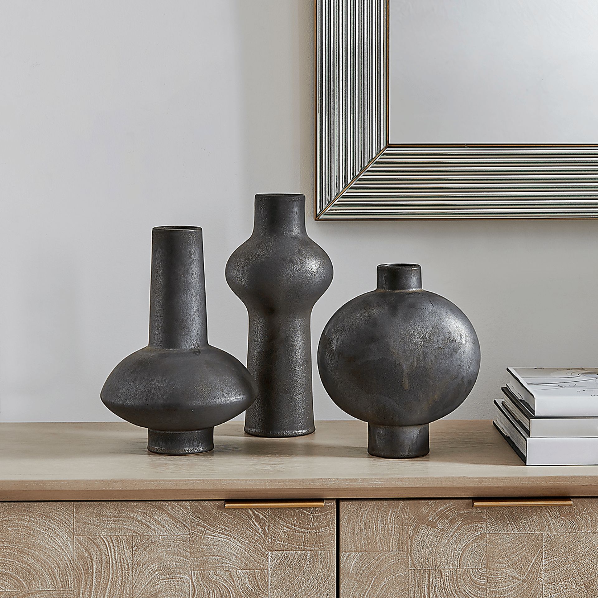 Dyliane Charcoal Outdoor Vase, Set of 3 - Image 2