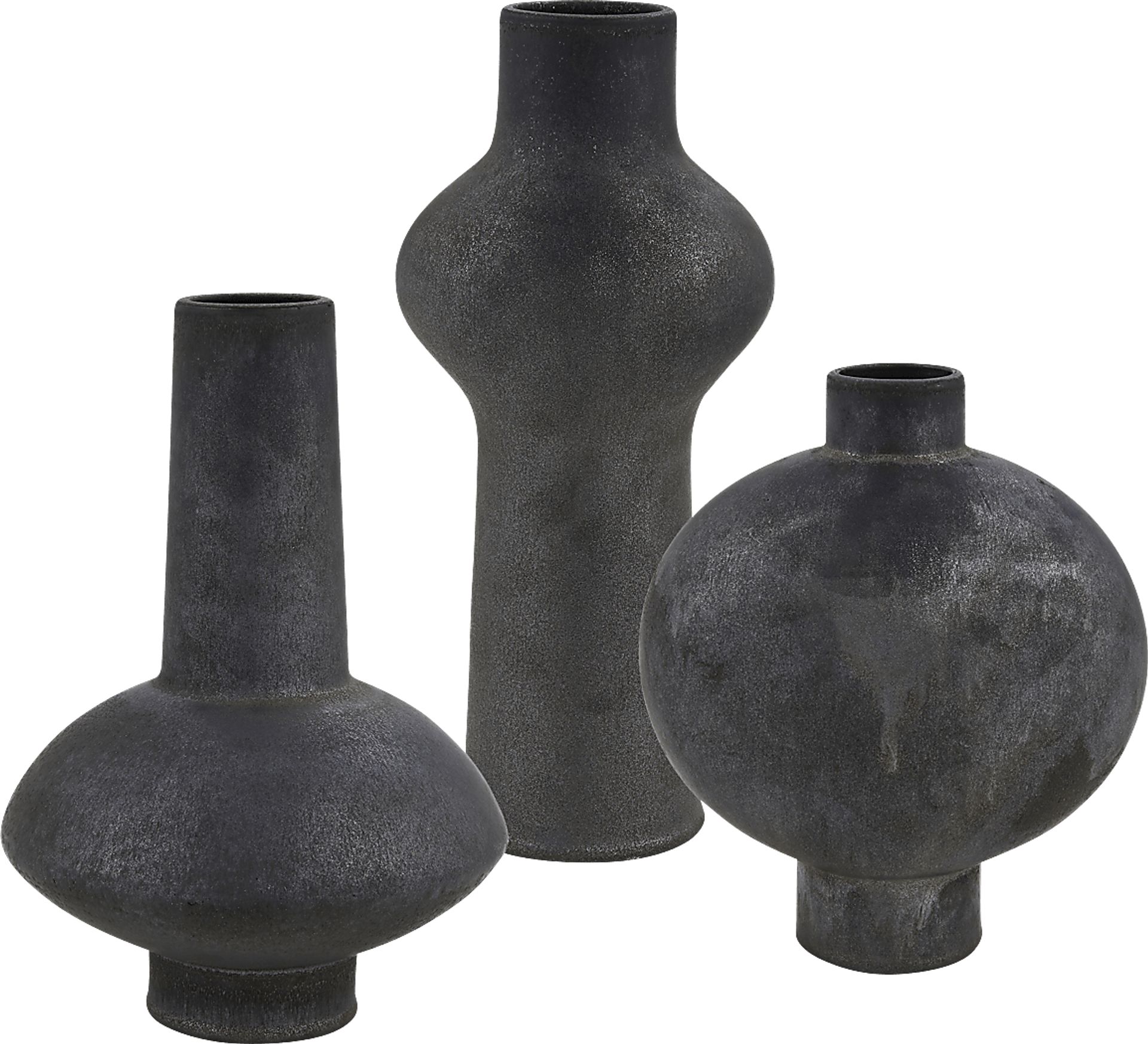 Dyliane Charcoal Outdoor Vase, Set of 3 - Image 1