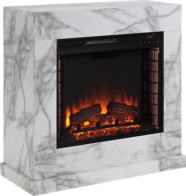 Dymalor II White 33 in. Console With Electric Log Fireplace - Thumbnail - Image 1