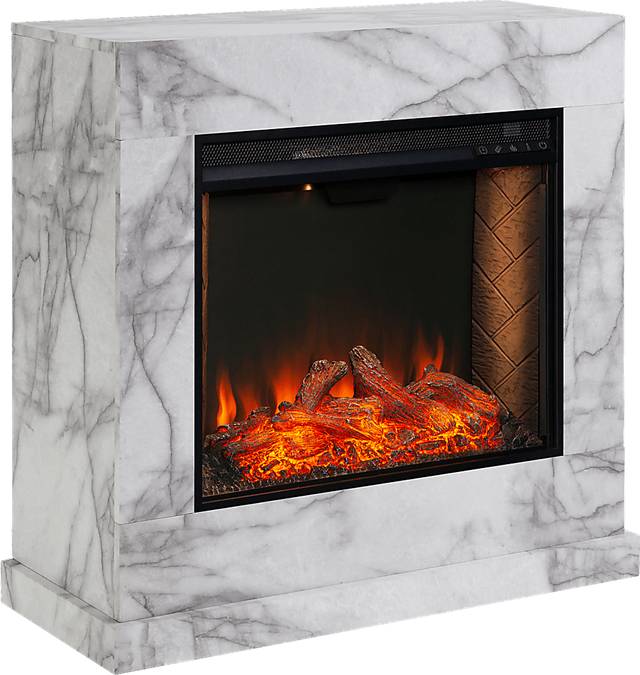 Dymalor III White 33 in. Console With Smart Electric Fireplace - Thumbnail - Image 1