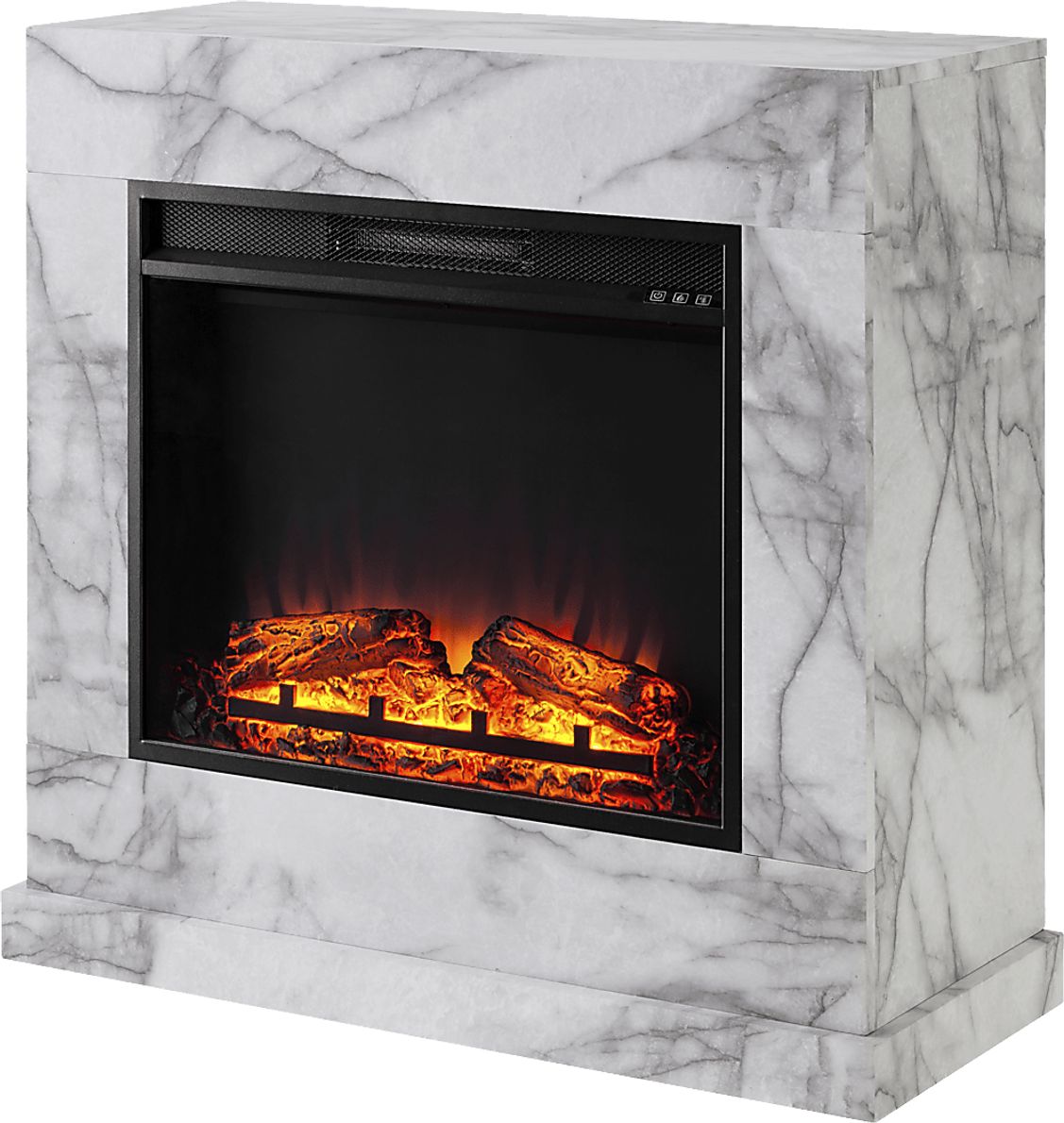 Dymalor V White 33 in. Console, With Electric Fireplace