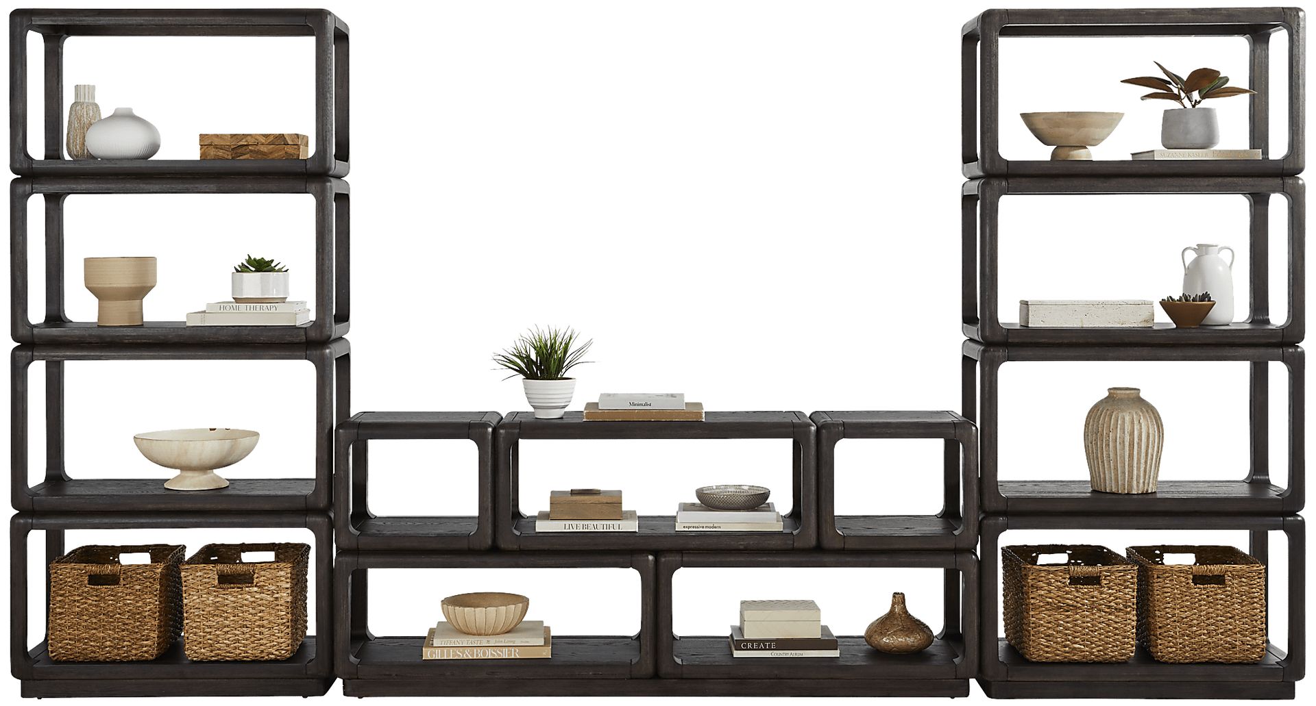 Eaglebrooke Brown 3 Pc Wall Unit with 70 in. Credenza - Image 2