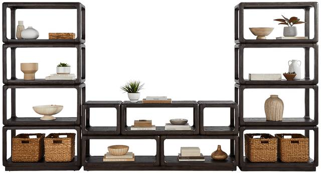 Eaglebrooke Brown 3 Pc Wall Unit with 70 in. Credenza - Thumbnail - Image 2