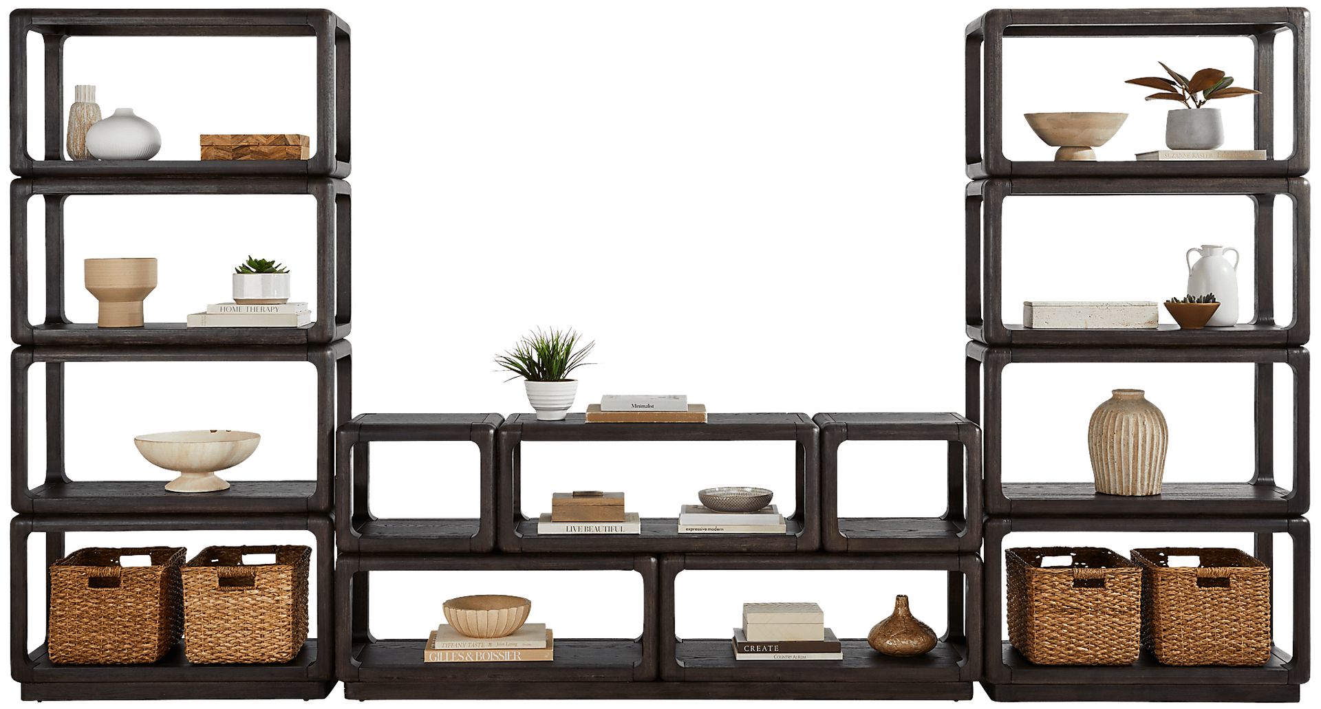 Eaglebrooke Brown 3 Pc Wall Unit with 70 in. Credenza - Image 2