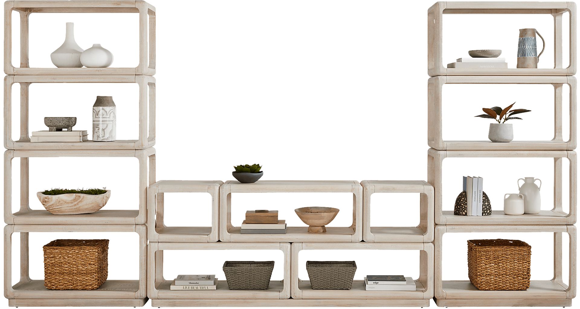 Eaglebrooke Natural 3 Pc Wall Unit with 70 in. Credenza - Image 2