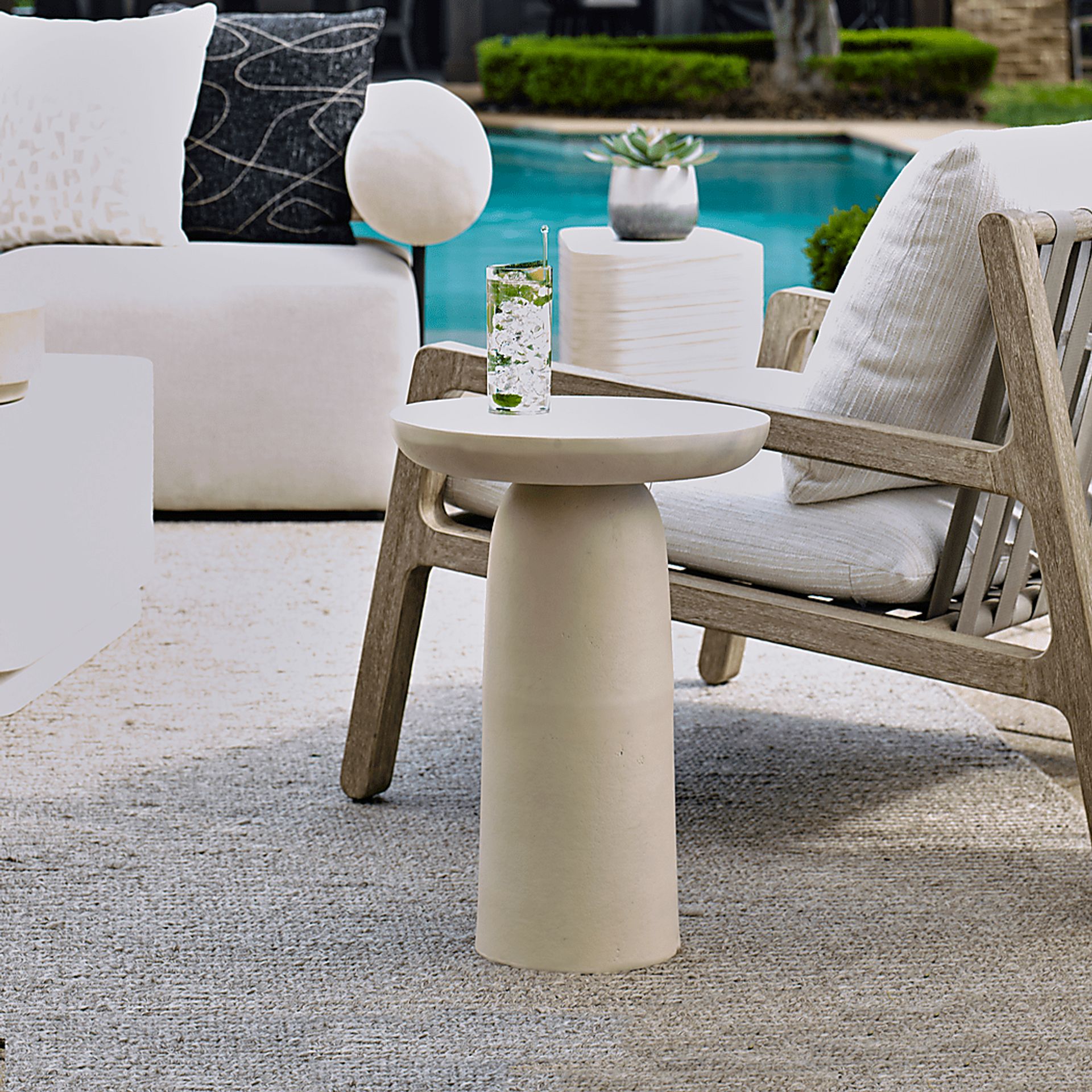 Ealane White Outdoor End Table - Image 2