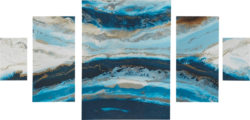 Earth's Surface Blue Artwork, Set of 5