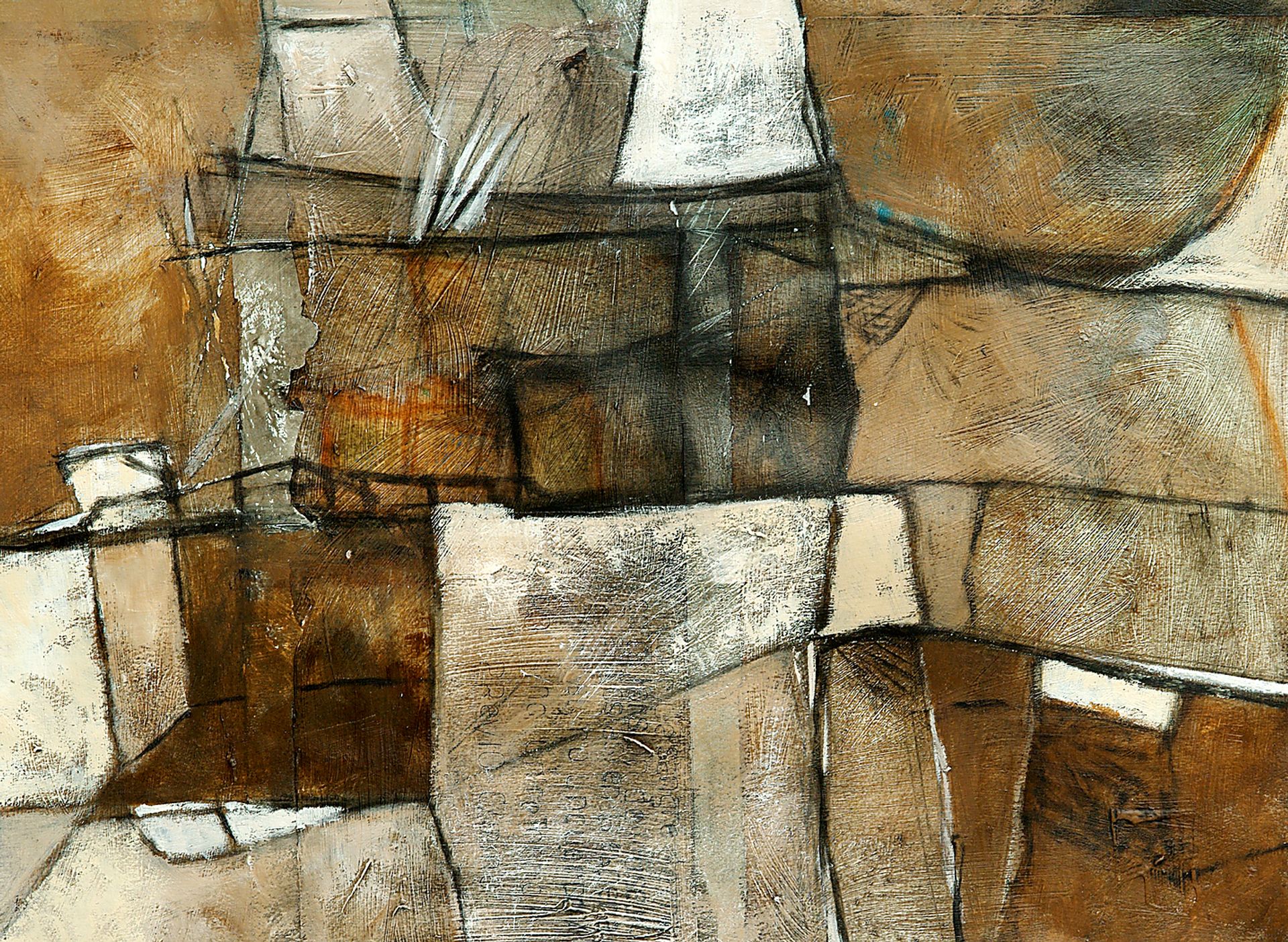 Earthtone Abstract Canvas Artwork - Image 1