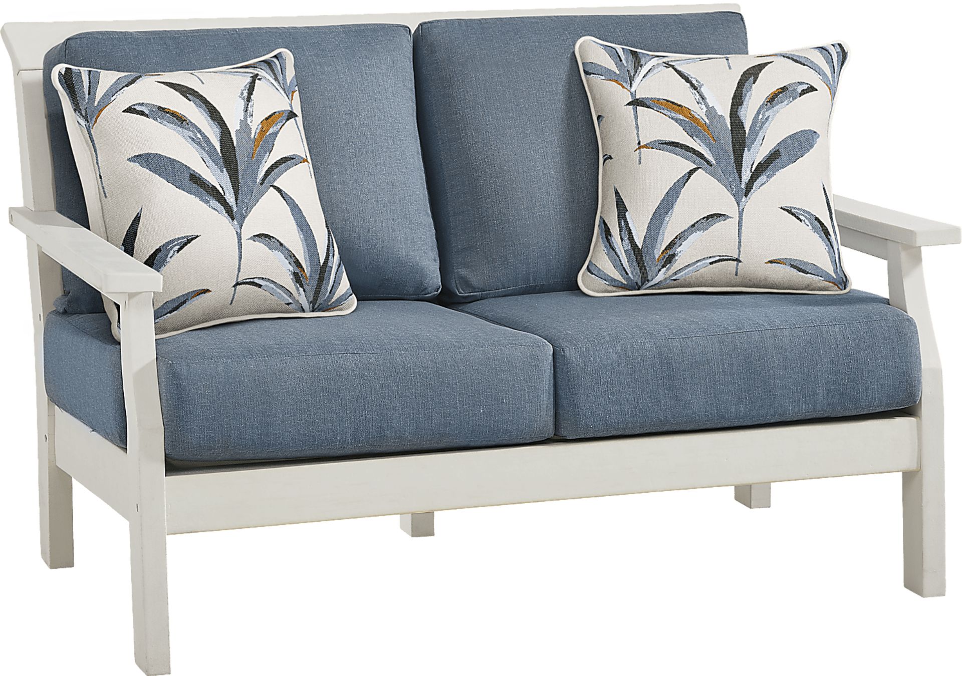 Eastlake White Outdoor Loveseat with Agean Cushions - Image 2