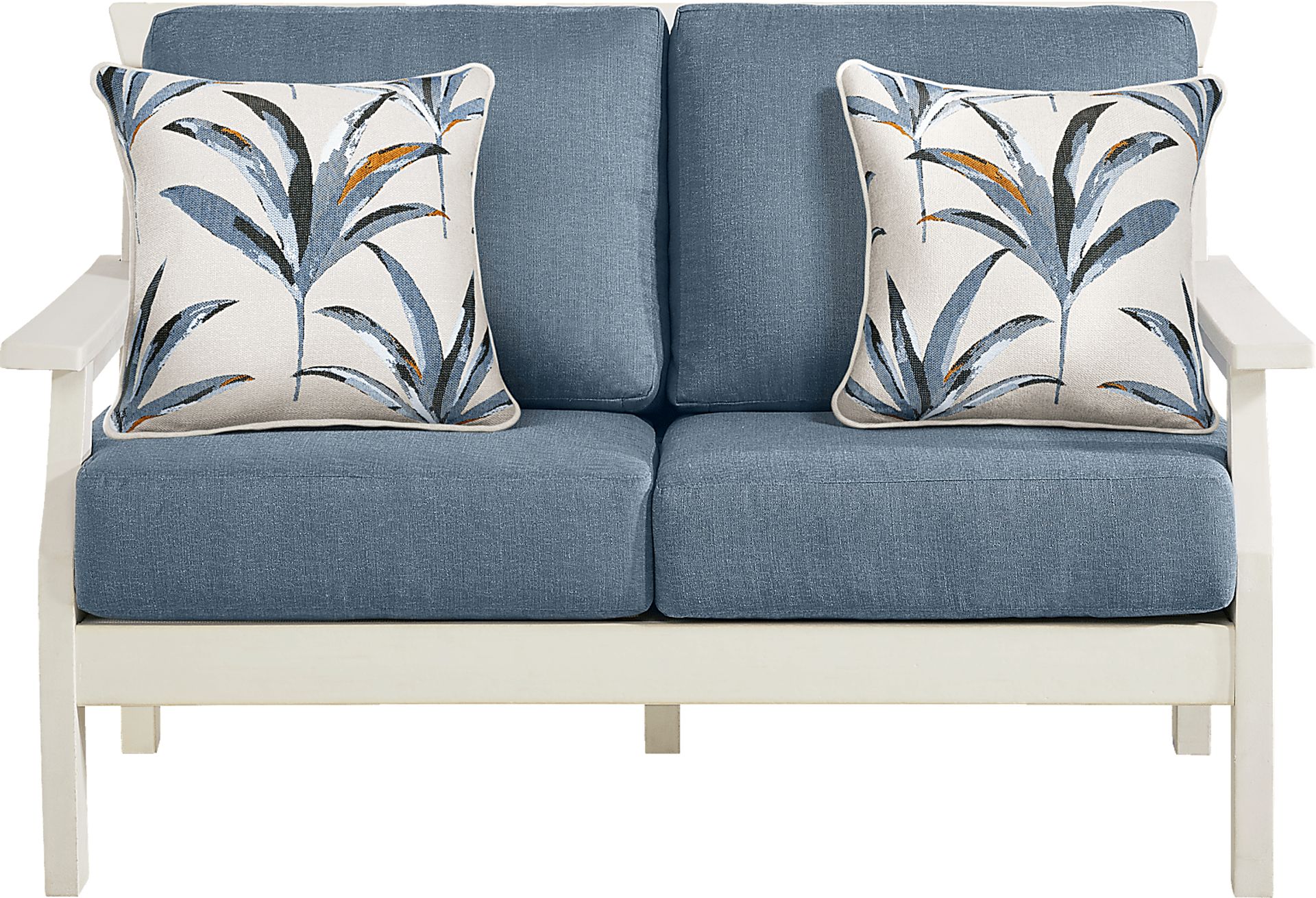 Eastlake White 4 Pc Outdoor Loveseat Seating Set with Agean Cushions - Image 2